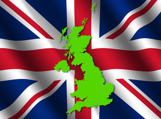 Wall Mural - UK map on flag