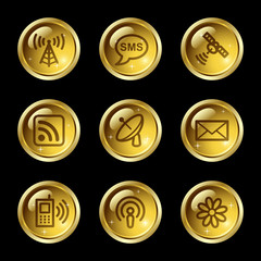 Wall Mural - Communication web icons, gold glossy buttons series