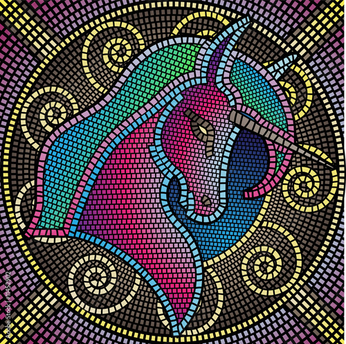 Obraz w ramie colourful mosaics forming a unicorn