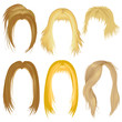 Set of blond hair styling