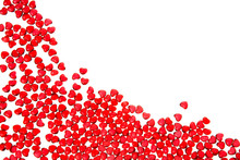 Tiny Red Hearts Over White Background
