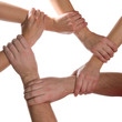 © ventura - 6 hands connected isolated on white background