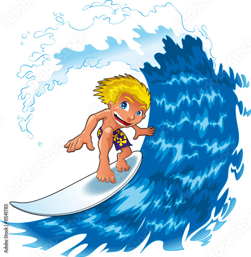 Foto-Duschvorhang nach Maß - Baby Surfing - Wave (von ddraw)