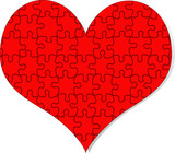 Fototapeta Mapy - Vector illustration of red puzzle heart