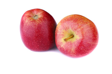 two fresh ripe red apples