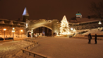 Quebec city landmark / Old fortress in winter.