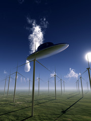 Wall Mural - UFO And Wind Turbine 8