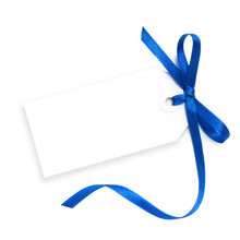 Blank Tag With Blue Ribbon