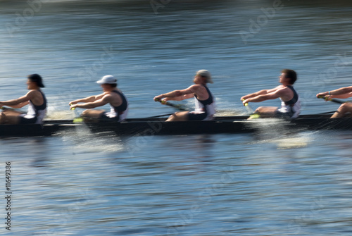 Cuadros en Lienzo Teamwork, rowers in a rowing boat pulling in harmony