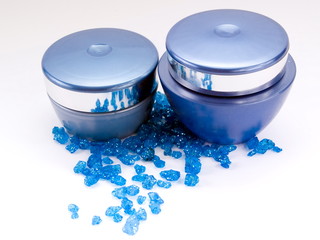 Cream and blue bath salt 2