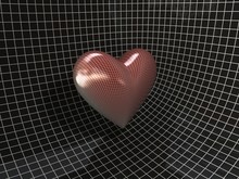 3d Red Wired Heart On Black Background