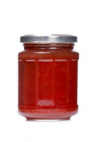 Fototapeta  - Strawberry jam glass jar