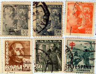 Wall Mural - Range of Spanish postage stamps