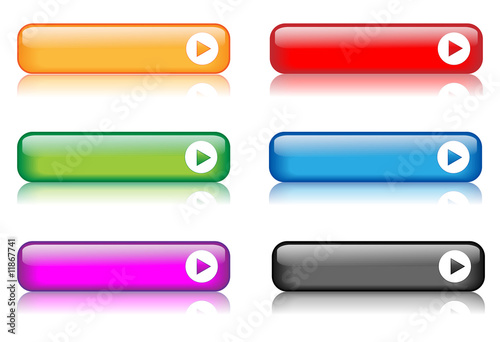 Fotografie, Obraz Rectangular Web Buttons (various colours / with reflections)