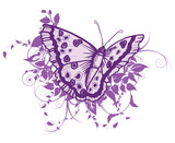 Fototapeta Motyle - beautiful abstract illustration with floral and butterfly