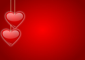 Poster - valentines background with red hearts