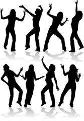 Wall Mural - Women Silhouettes, dancing people