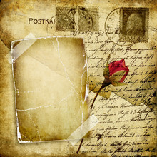 Vintage Love Letter With Dry Rose
