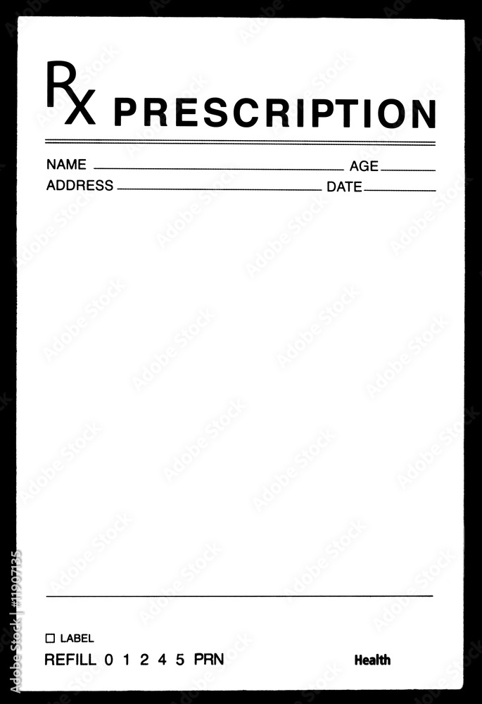 Blank Prescription Drug Form Stock Photo | Adobe Stock for Free Printable Blank Prescription Label