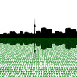 Berlin skyline with binary code illustration