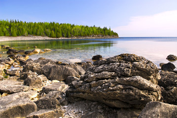 Wall Mural - Rocks at shore of Georgian Bay