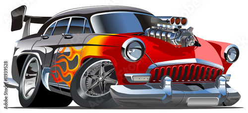 Naklejka na szafę Vector retro cartoon hotrod