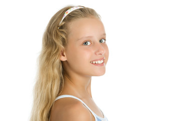 close up face portrait of happy girl