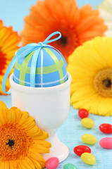 Poster - Easter decoration on blue background