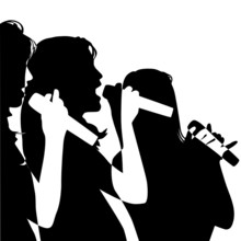 Young Girls Singing,vector Illustration