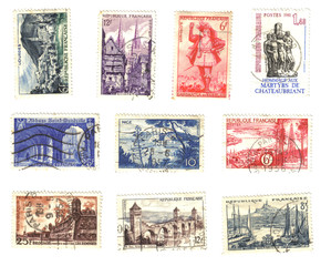 Wall Mural - french stamps off course background