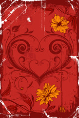 Sticker - Grunge floral background