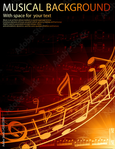 Foto-Kissen - musical notes -vector background (von Kundra)