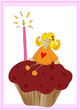 Mädchen mit Geburtstags Muffin und Kerze