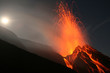 Night eruption on top of Volcano Stromboli