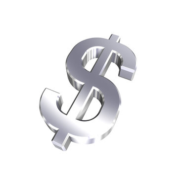 Chrome Dollar sign isolated on white