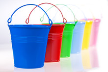 Coloured Buckets In Line