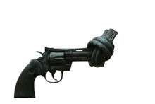Old Revolver Gun With Tied Up Muzzle