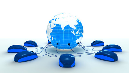 Wall Mural - Mouses Connected to The World