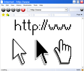 Vector Internet browser with computer pointers