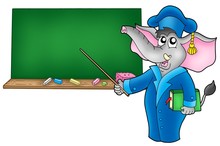 Cartoon Elephant Teacher With Blackboard