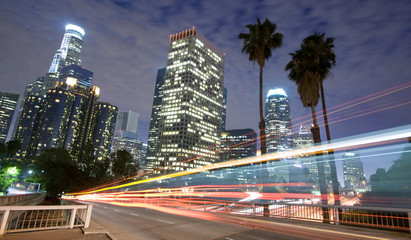 Wall Mural - Traffic through Los Angeles at night