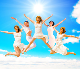 Poster - Women jumping in a group