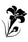 A black tribal lilly flower tattoo