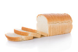 Fototapeta Panele - Sliced loaf of bread isolated on white background