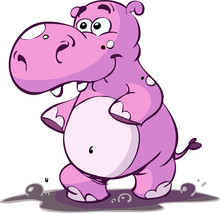 Cute Pink Hippo