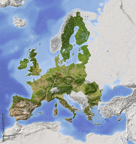 Naklejka dekoracyjna European Union, shaded relief map