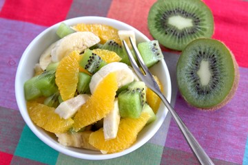 Canvas Print - Kiwi Bananen Orange Obstsalat