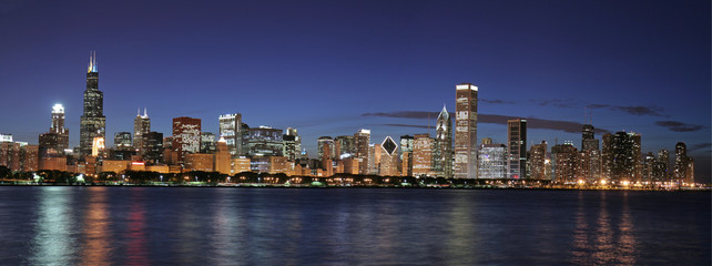 Wall Mural - Chicago skyline at night