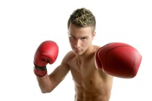 Young Shaped Man Boxing