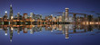 Chicago skyline panoramic and reflection at night